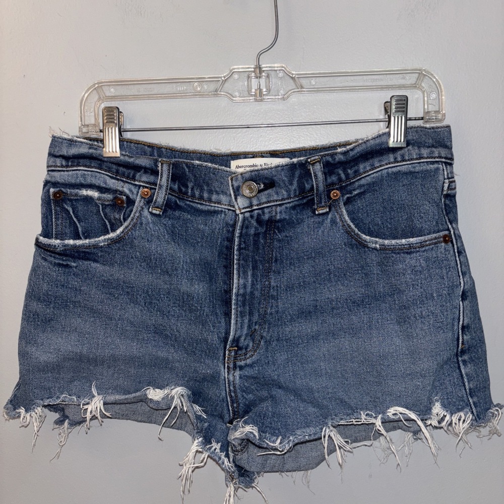 Abercrombie & Fitch The Mom Shorts 29/8 Jean Distressed Cut Off Mid Rise‎